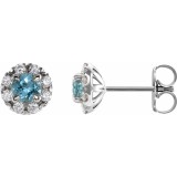 14K White Aquamarine & 1/3 CTW Diamond Earrings photo