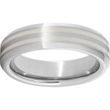 Serinium Beveled Edge Band with Two 1mm Sterling Silver Inlays photo