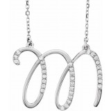 14K White 1/10 CTW Diamond Initial M 16 Necklace photo