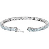 14K White Sky Blue Topaz 7.15 Line Bracelet photo 2