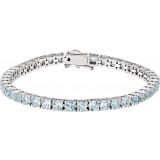 14K White Sky Blue Topaz 7.15 Line Bracelet photo