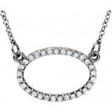 14K White 1/8 CTW Diamond Horizontal Oval 16 Necklace photo