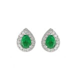 Gems One 10Kt White Gold Diamond (1/8Ctw) & Emerald (3/8 Ctw) Earring photo