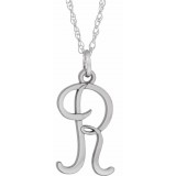 14K White Script Initial R 16-18 Necklace photo