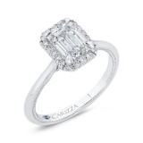Shah Luxury 14K White Gold Emerald Cut Diamond Halo Engagement Ring (Semi-Mount) photo 2