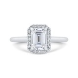 Shah Luxury 14K White Gold Emerald Cut Diamond Halo Engagement Ring (Semi-Mount) photo