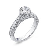 Shah Luxury Round Diamond Cathedral Style Engagement Ring In 14K White Gold (Semi-Mount) photo 2