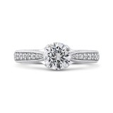 Shah Luxury Round Diamond Cathedral Style Engagement Ring In 14K White Gold (Semi-Mount) photo