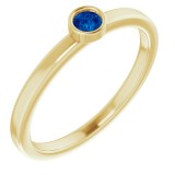 14K Yellow 3 mm Round Blue Sapphire Ring photo
