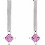 14K White Pink Sapphire Bar Drop Earrings photo 2