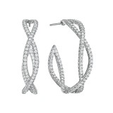 Henri Daussi 18k White Gold Diamond Hoop Earrings photo