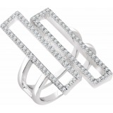 14K White 1/2 CTW Diamond Double Rectangle Geometric Diamond Ring photo