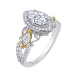 Shah Luxury 14K Two-Tone Gold Marquise Diamond Halo Engagement Ring (Semi-Mount) photo 2