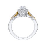 Shah Luxury 14K Two-Tone Gold Marquise Diamond Halo Engagement Ring (Semi-Mount) photo 3