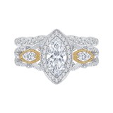 Shah Luxury 14K Two-Tone Gold Marquise Diamond Halo Engagement Ring (Semi-Mount) photo 4