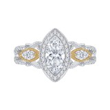 Shah Luxury 14K Two-Tone Gold Marquise Diamond Halo Engagement Ring (Semi-Mount) photo