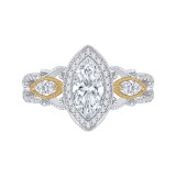Shah Luxury 14K Two-Tone Gold Marquise Diamond Halo Engagement Ring (Semi-Mount) photo