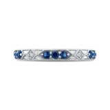 Shah Luxury 14K White Gold Round Diamond and Sapphire Wedding Band photo