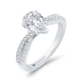 Shah Luxury 14K White Gold Split Shank Pear Diamond Engagement Ring (Semi-Mount) photo 2