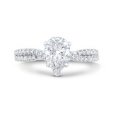 Shah Luxury 14K White Gold Split Shank Pear Diamond Engagement Ring (Semi-Mount) photo