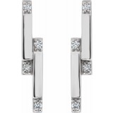 14K White 1/10 CTW Diamond Bar Earrings photo 2