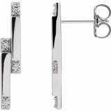 14K White 1/10 CTW Diamond Bar Earrings photo