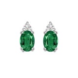 Gems One 10Kt White Gold Diamond (1/20Ctw) & Emerald (5/8 Ctw) Earring photo