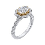 Shah Luxury 14K Two-Tone Gold Oval Diamond Halo Engagement Ring (Semi-Mount) photo 2