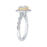 Shah Luxury 14K Two-Tone Gold Oval Diamond Halo Engagement Ring (Semi-Mount) photo 3