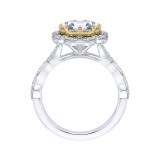 Shah Luxury 14K Two-Tone Gold Oval Diamond Halo Engagement Ring (Semi-Mount) photo 4
