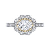Shah Luxury 14K Two-Tone Gold Oval Diamond Halo Engagement Ring (Semi-Mount) photo