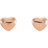 14K Rose .02 CTW Diamond Heart Earrings photo 2