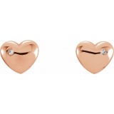 14K Rose .02 CTW Diamond Heart Earrings photo 2