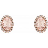 14K Rose Morganite & 1/5 CTW Diamond Earrings photo 2