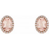 14K Rose Morganite & 1/5 CTW Diamond Earrings photo 2