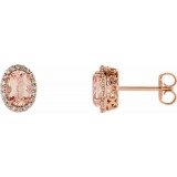 14K Rose Morganite & 1/5 CTW Diamond Earrings photo