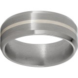 Titanium Beveled Edge Band with a 1mm Sterling Silver Inlay and Satin Finish photo