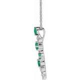 14K White Emerald & 1/10 CTW Diamond Scattered Bar 18 Necklace photo 2