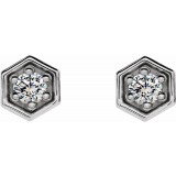 14K White 1/8 CTW Diamond Hexagon Stud Earrings photo 2