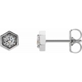 14K White 1/8 CTW Diamond Hexagon Stud Earrings photo