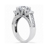 14k White Gold Diamond Semi-Mount 3 Stone Engagement Ring photo 2