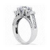 14k White Gold Diamond Semi-Mount 3 Stone Engagement Ring photo 3