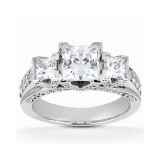 14k White Gold Diamond Semi-Mount 3 Stone Engagement Ring photo