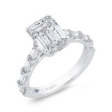 Shah Luxury 14K White Gold Emerald Cut Diamond Engagement Ring (With Center) photo 2