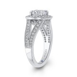 Shah Luxury Platinum Round Cut Diamond Halo Engagement Ring with Split Shank (Semi-Mount) photo 3