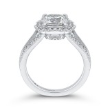Shah Luxury Platinum Round Cut Diamond Halo Engagement Ring with Split Shank (Semi-Mount) photo 4