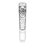 14K White 3/4 CTW Diamond Three-Stone Scroll Ring photo 4