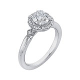 Shah Luxury Round Diamond Cathedral Style Engagement Ring In 14K White Gold (Semi-Mount) photo 2