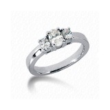 14k White Gold Diamond Semi-Mount 3 Stone Engagement Ring photo