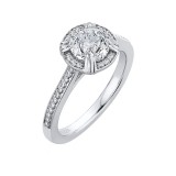 Shah Luxury 14K White Gold Round Diamond Halo Cathedral Style Engagement Ring (Semi-Mount) photo 2